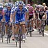 The peloton during stage 4 of the Tour de France 2006 (Frank Schleck at the right)